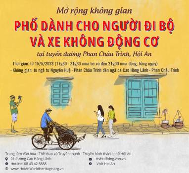 Thông tin mở rộng không gian “Phố dành cho người đi bộ và xe không động cơ” tại tuyến đường Phan Chu Trinh, Hội An.