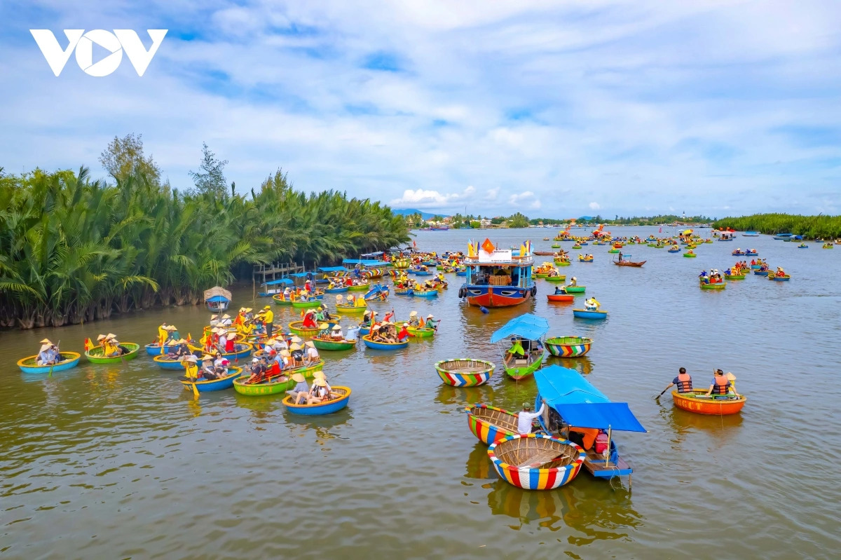hinh anh nhung chiec thuyen thung khe luot qua rung dua bay mau duoi bong la dong dua goi nen mot nh